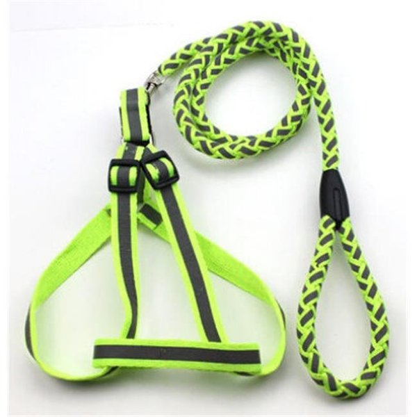 Petpurifiers Reflective Stitched Easy Tension Adjustable 2-in-1 Dog Leash and Harness; Green - Small PE117238